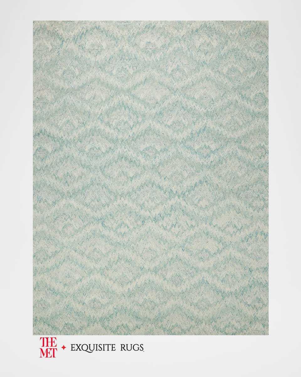 Bargello Hand-Tufted Turquoise Rug, 5' x 8'